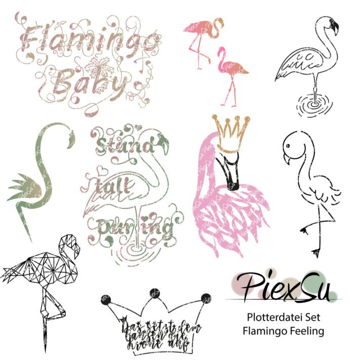 PiexSu-Plotterdatei-Set-Flamingo-Feeling-dxf-svg-plotten-Titelbild