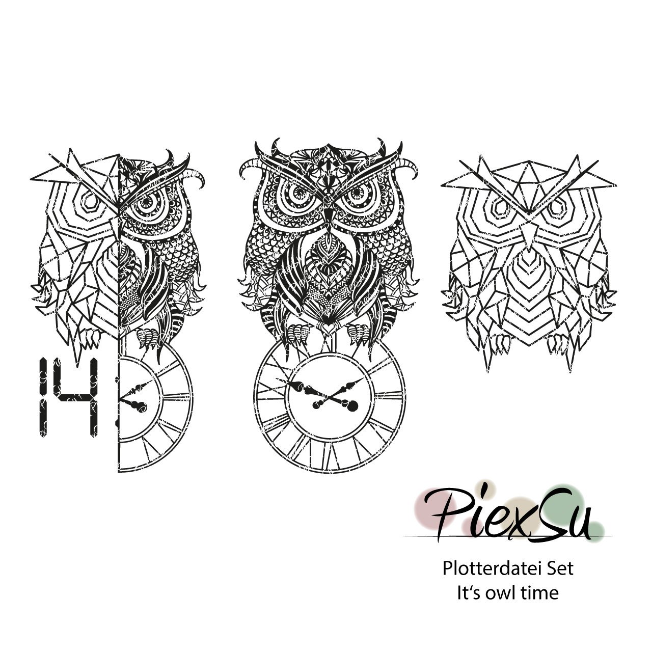 PiexSu-Plotterdatei-Set-Its-owl-time-dxf-svg-plotten-Titelbild