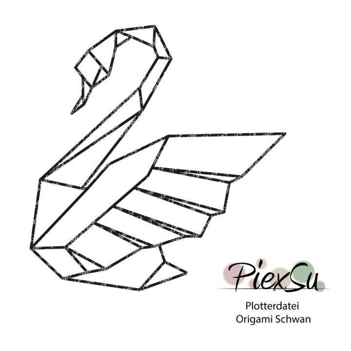 PiexSu-Plotterdatei-Origami-Schwan-plotten-dxf-svg-Titelbild