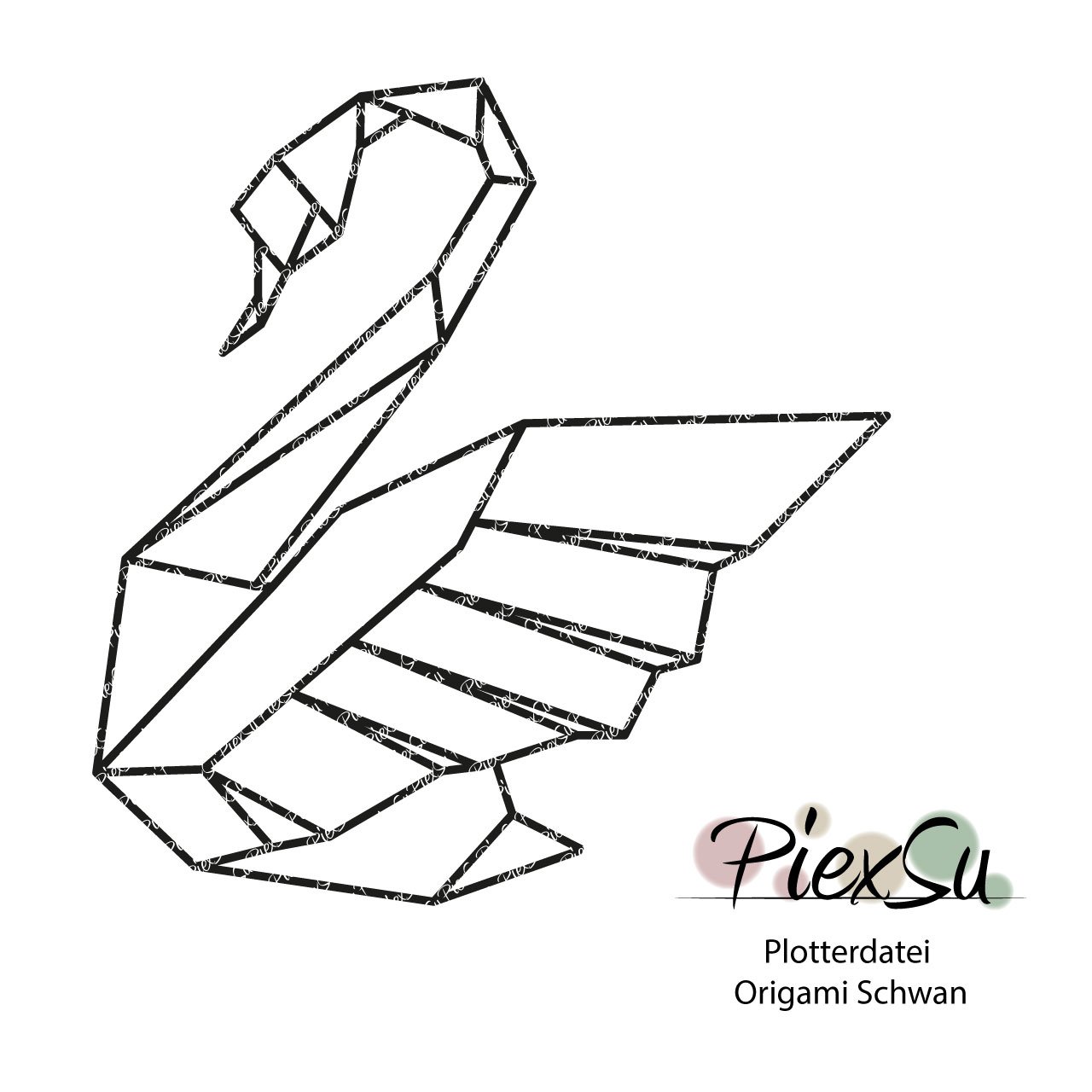 PiexSu-Plotterdatei-Origami-Schwan-plotten-dxf-svg-Titelbild