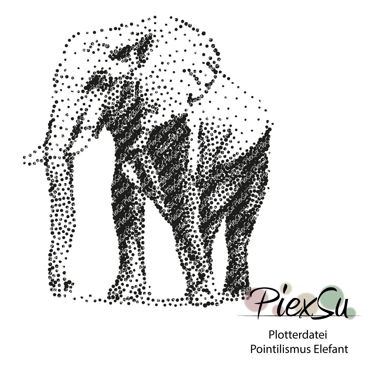PiexSu-Plotterdatei-Pointilismus-Elefant-plotten-dxf-svg-Titelbild