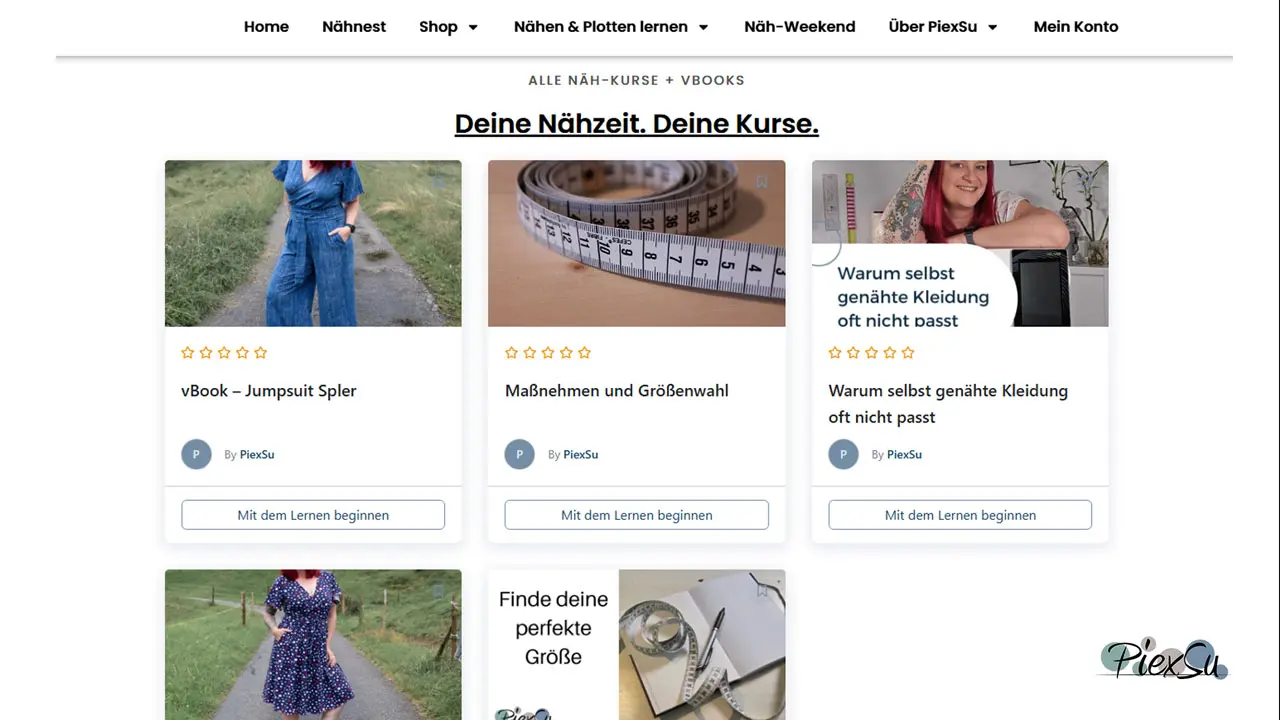 PiexSu Schnittmuster mit Videoanleitung und vBooks